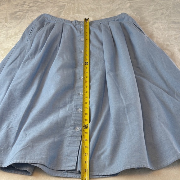 Women's Vintage Light Blue Cotton Button-Front A-Line Skirt Napa Valley - Size L - Picture 6 of 11